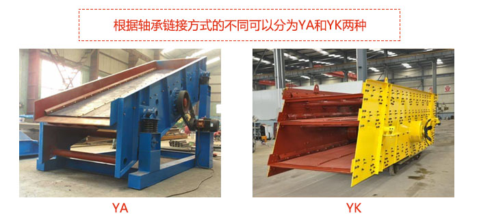 礦用振動篩-圓振動篩根據軸承鏈接方式的不同可以分為YA和YK兩種,型號不同,處理量也不一樣,應用行業也不同,篩網方式可做成編織網、聚胺酯網、沖孔網、篦條網等。
