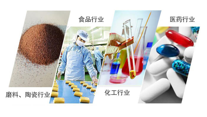 圓形旋振篩適用行業(yè)：磨料，陶瓷行業(yè)，食品行業(yè)，化工行業(yè)，醫(yī)藥行業(yè)。