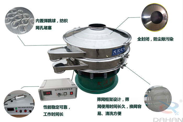 　三氯蔗糖粉超聲波振動篩特點(diǎn)：內(nèi)置彈跳球，紡織網(wǎng)孔堵塞，全封閉，防塵除污染，性能穩(wěn)定可靠工作時(shí)間長，篩網(wǎng)框架設(shè)計(jì)，篩網(wǎng)使用時(shí)間長久，換網(wǎng)容易，清洗方便。